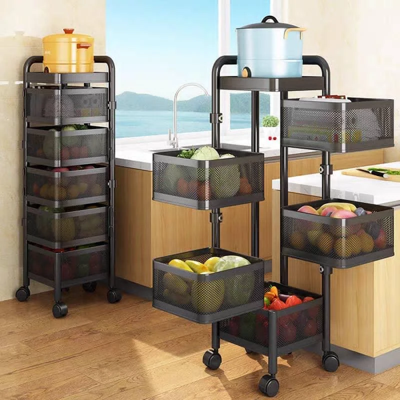 رفوف و سلة خضروات معدن شكل مدور 5 دور